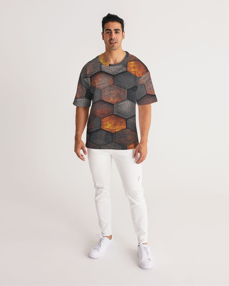 Cool stone hexagon patten 3D Men's All-Over Print Premium Heavyweight Tee