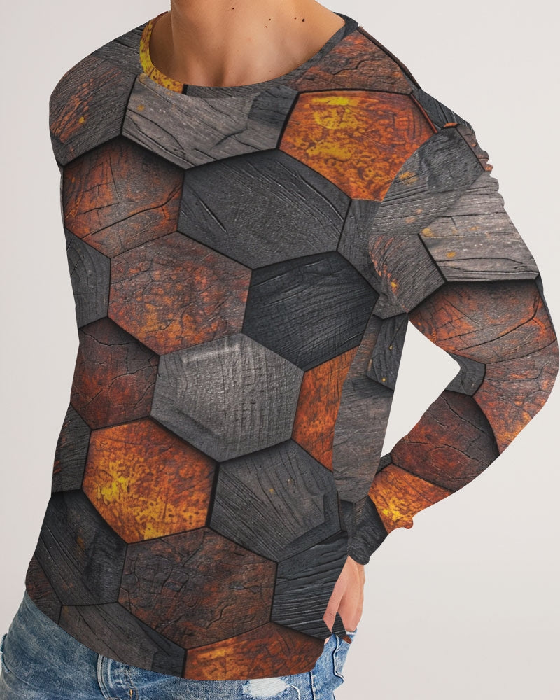 Cool stone hexagon patten 3D Men's All-Over Print Long Sleeve Tee