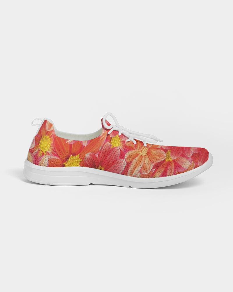 Beautiful blood orange flower design Women's Lace Up Flyknit Shoe