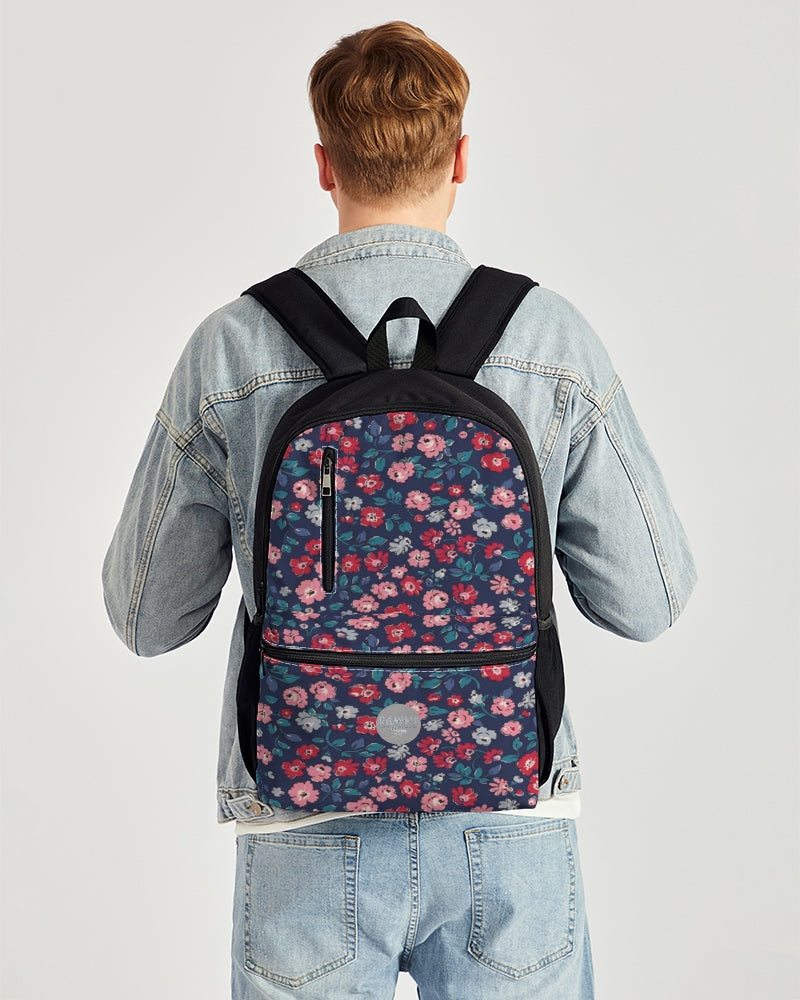 Midnight blue pretty glance.  Duo-Zip Front Canvas Backpack