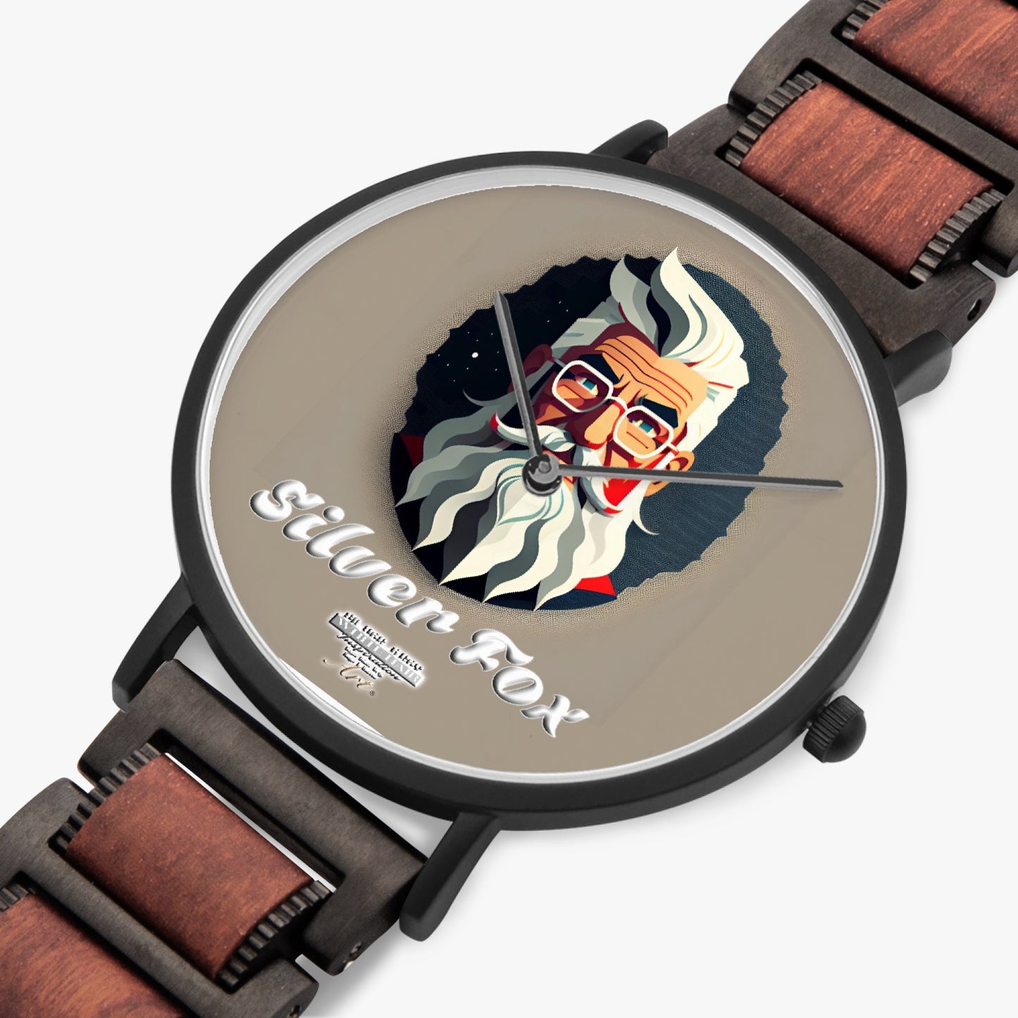 Silver Fox. New wooden Strap Quartz Watch