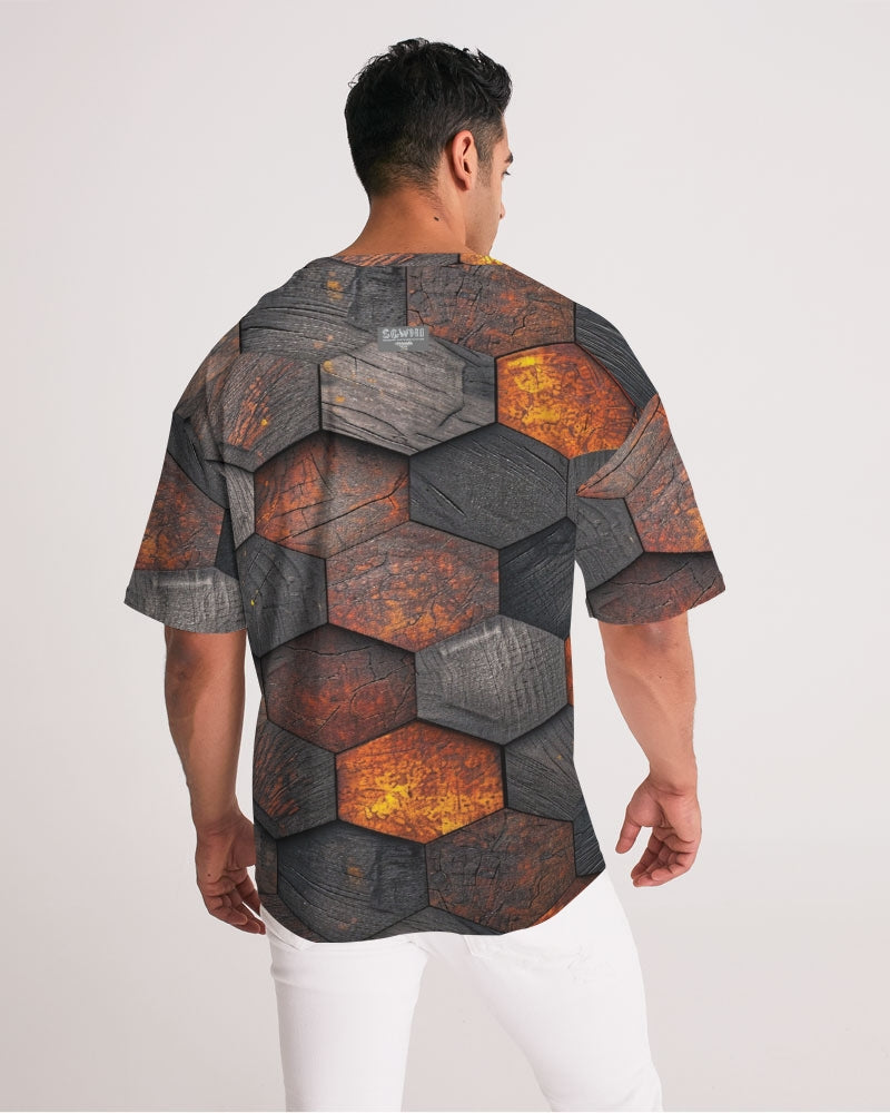 Cool stone hexagon patten 3D Men's All-Over Print Premium Heavyweight Tee