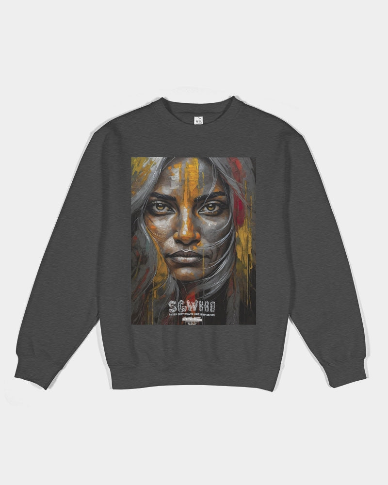 South Asian silver grey white hair sisters portrait  Unisex Premium Crewneck Sweatshirt | Lane Seven