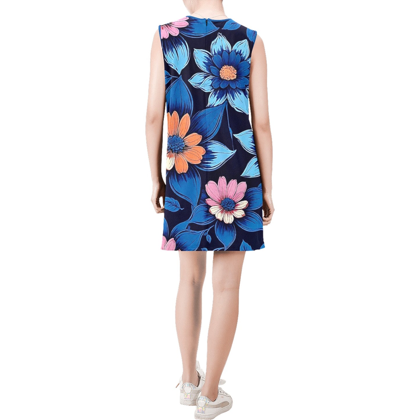 Sleeveless Round Neck Shift Dress (Model D51)