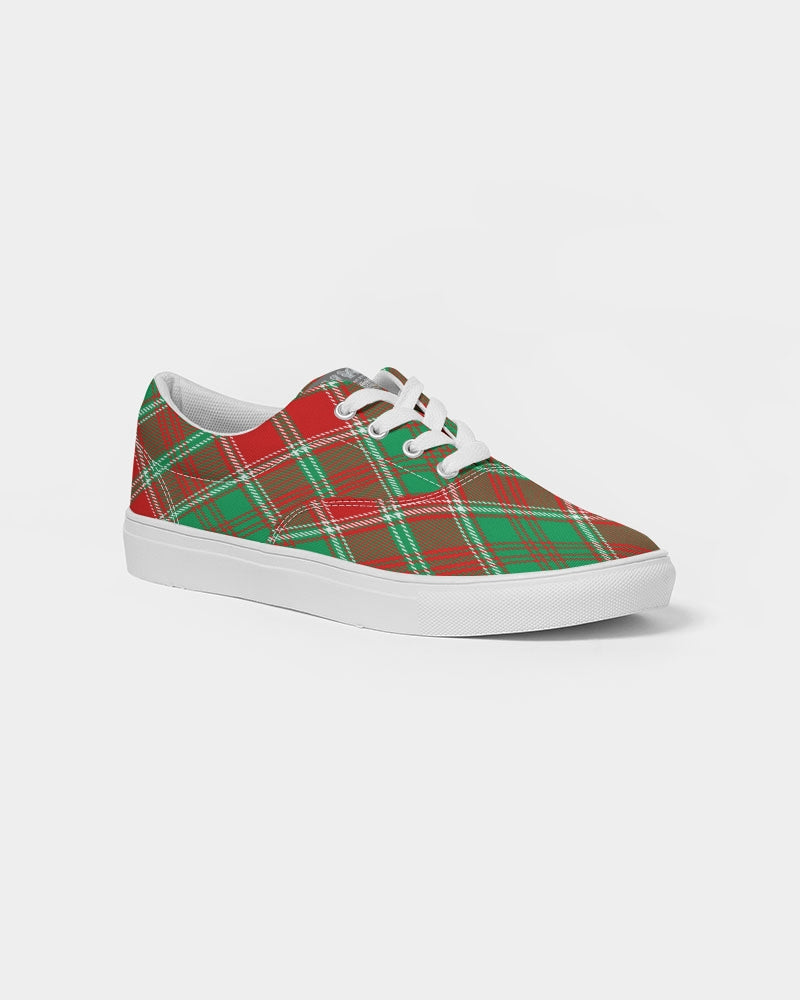 Red & Green cross pattern Men's Lace Up Canvas Shoe