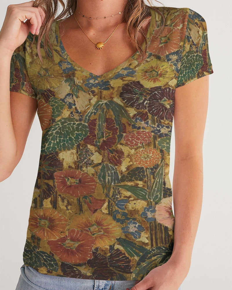 Autumn play Women's All-Over Print V-Neck Tee