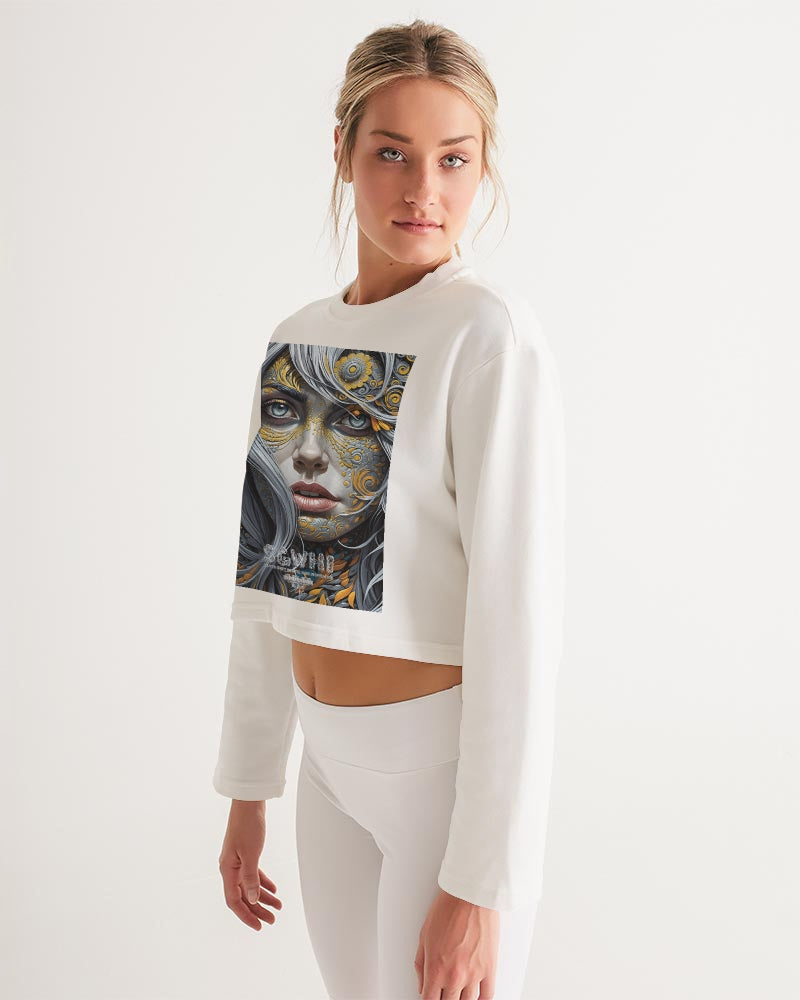 Sweet Silver Yellow Flower Grey Hair sister.[Part three] Women's All-Over Print Cropped Sweatshirt