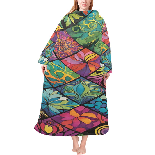 Blanket Robe with Sleeves for Adults