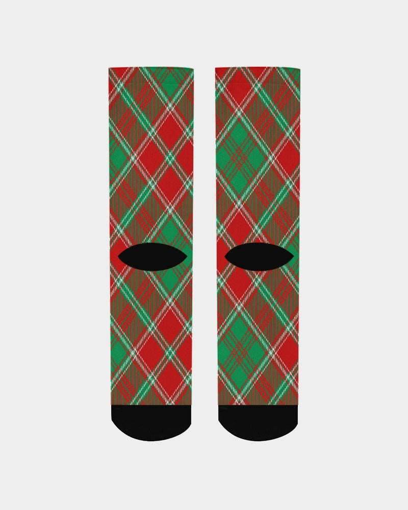 Red & Green cross pattern Men's Socks