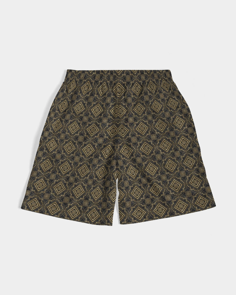 Brown Diamond pattern Men's Jogger Shorts