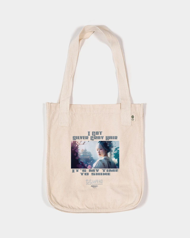 Asian sister with silver grey hair Organic Cotton Canvas Market Tote | Econscious