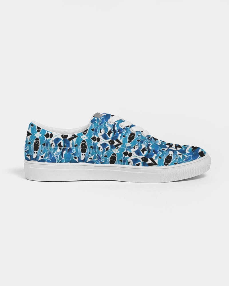 Blue Abstract pattern design Men's Lace Up Canvas Shoe