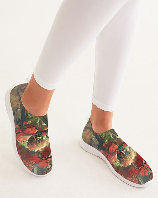 Abstract Rose design Women's Slip-On Flyknit Shoe