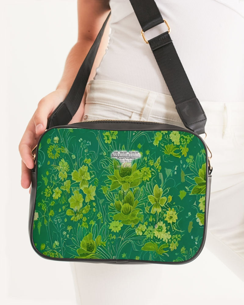 Lush green flower pattern design with logo Crossbody Bag