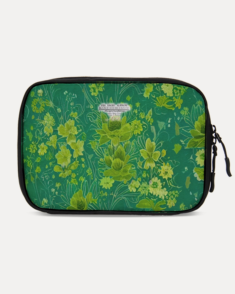 Lush green flower pattern design with logo Large Travel Organizer