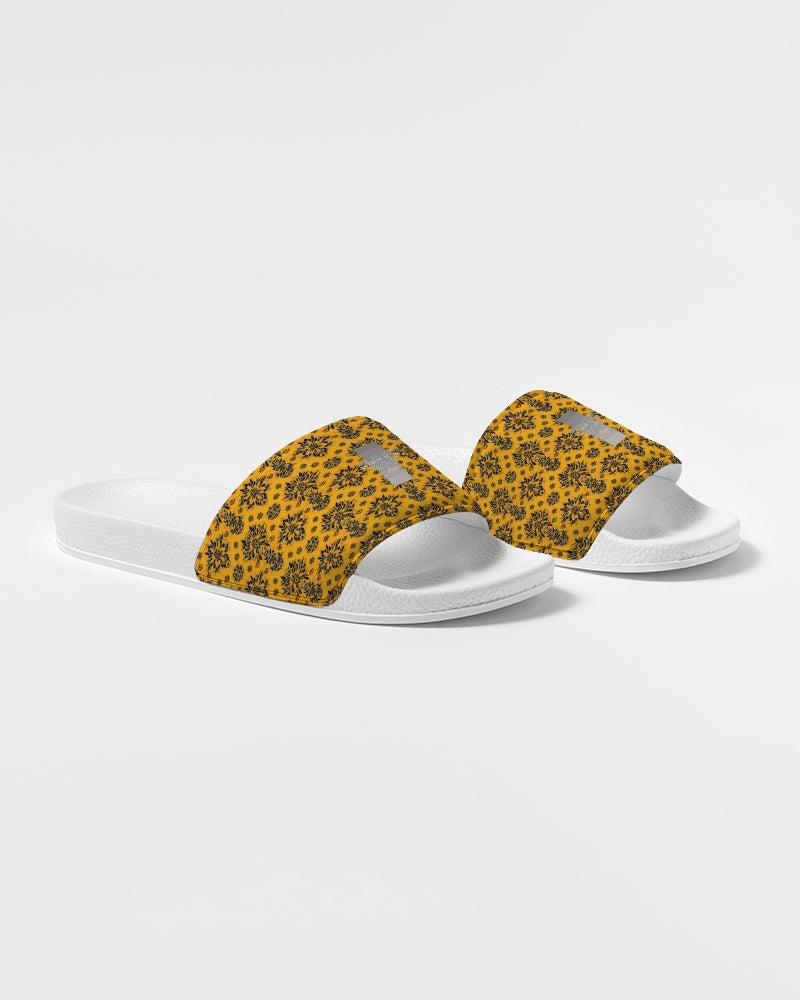 Orange and black roll pattern design Men's Slide Sandal