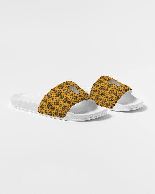 Orange and black roll pattern design Men's Slide Sandal