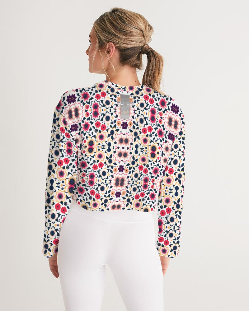 Abstract flower pattern Women's All-Over Print Cropped Sweatshirt