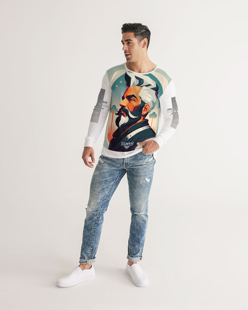 New silver grey Man style Men's All-Over Print Long Sleeve Tee