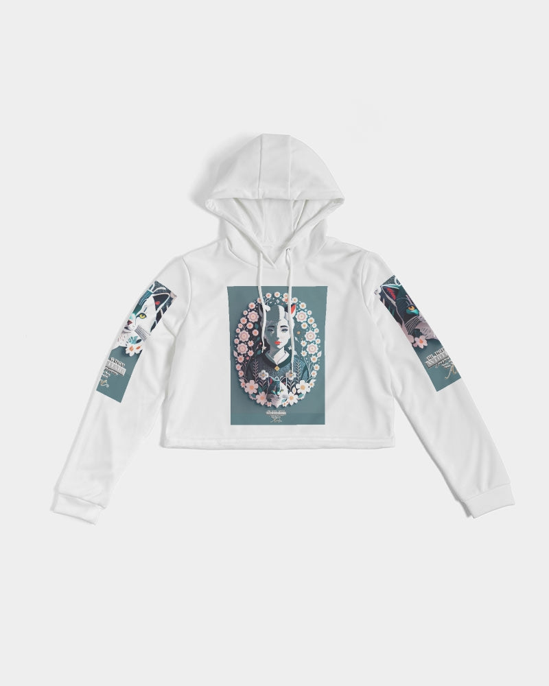 Silverfox flower Women's Cropped Hoodie