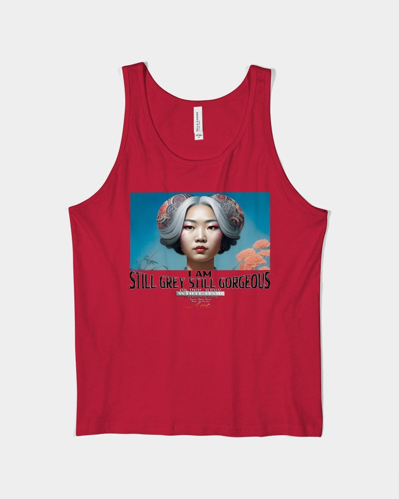 Promoting Asian women with silver grey Unisex Jersey Tank | Bella + Canvas