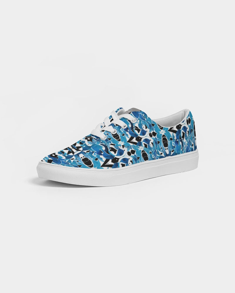 Blue Abstract pattern design Men's Lace Up Canvas Shoe