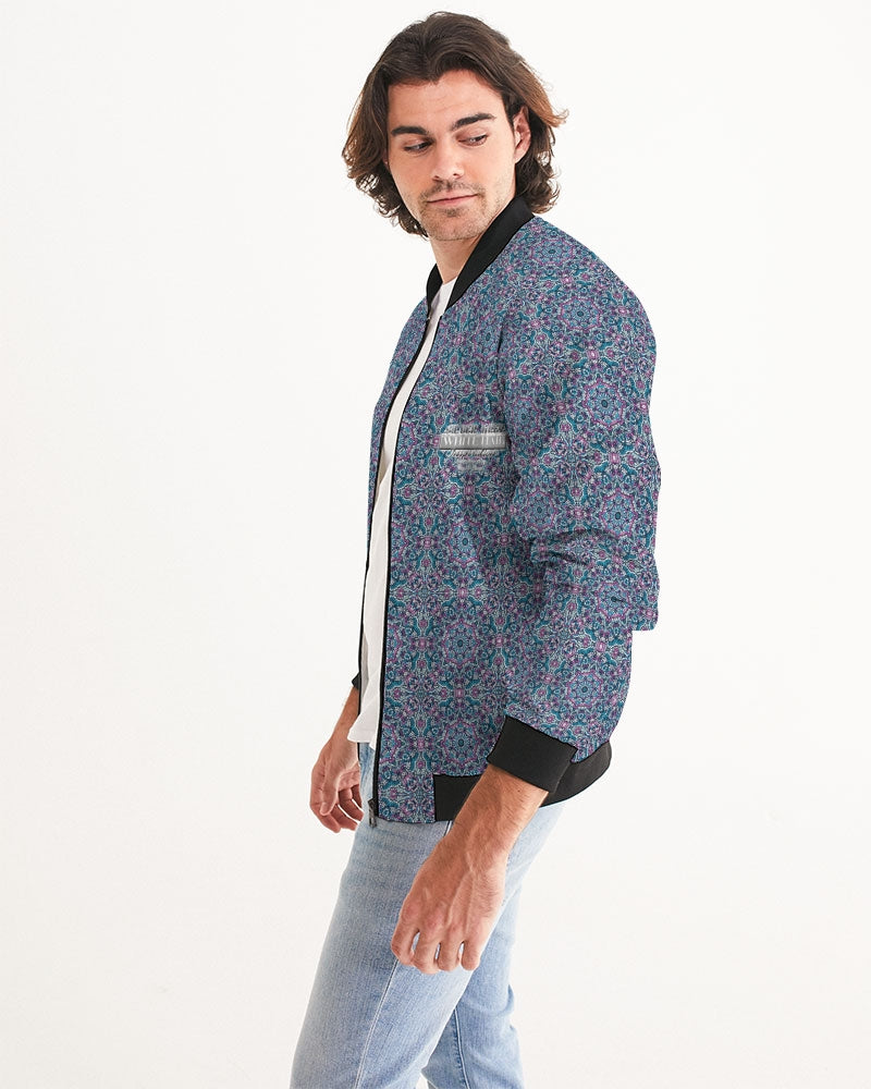 Blue Mosaic pattern design Men's Bomber Jacket