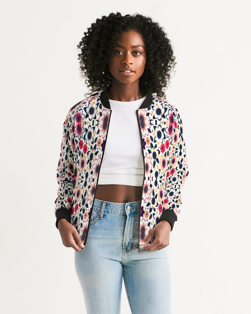 Abstract flower pattern Women's All-Over Print Bomber Jacket