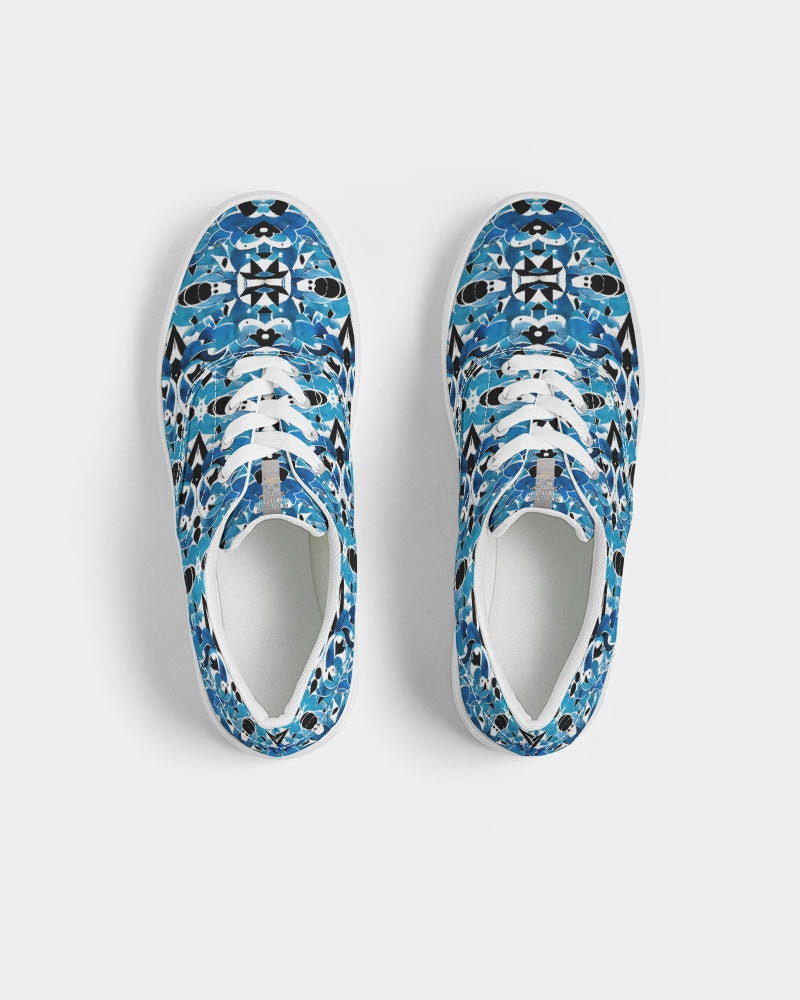 Blue Abstract pattern design Men's Lace Up Canvas Shoe