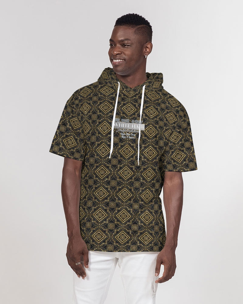 Brown Diamond pattern Men's Premium Heavyweight Short Sleeve Hoodie