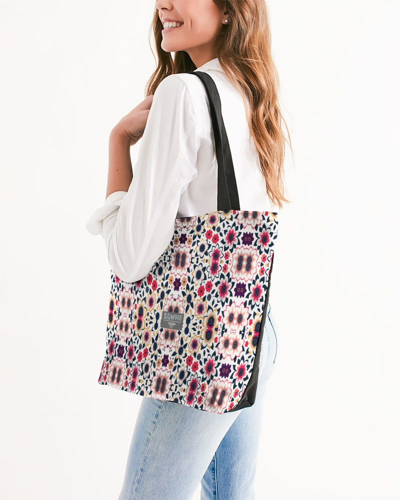 Abstract flower pattern Canvas Zip Tote