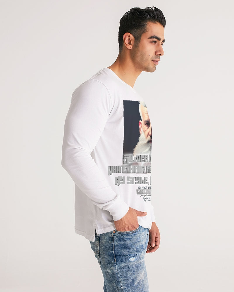 Silver Grey white hair and beard, my style my way Men's Long Sleeve Tee