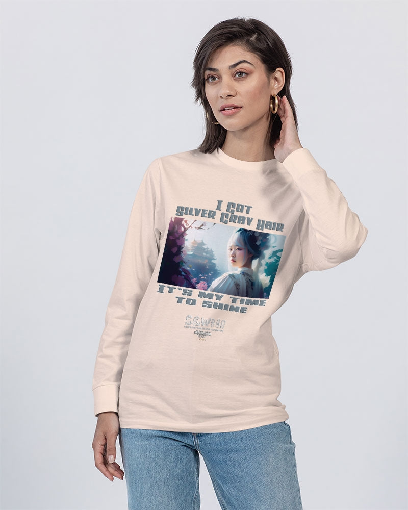 Asian sister with silver grey hair Unisex Long Sleeve Tee | Lane Seven