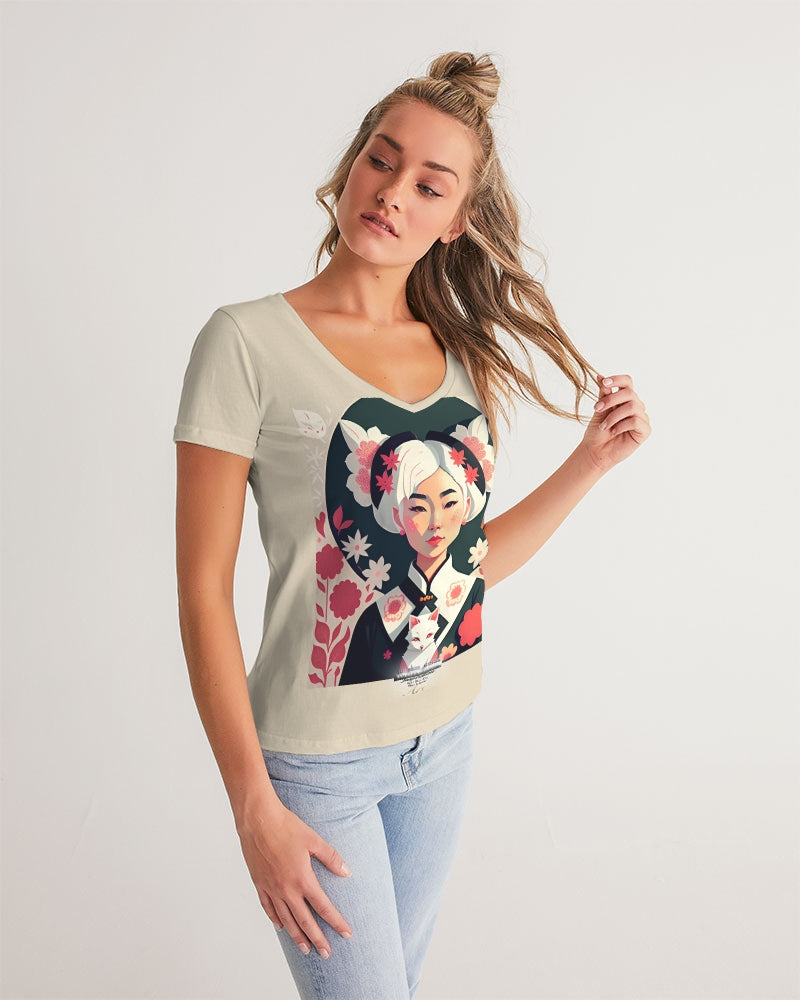 Asian silverfox Women's V-Neck Tee