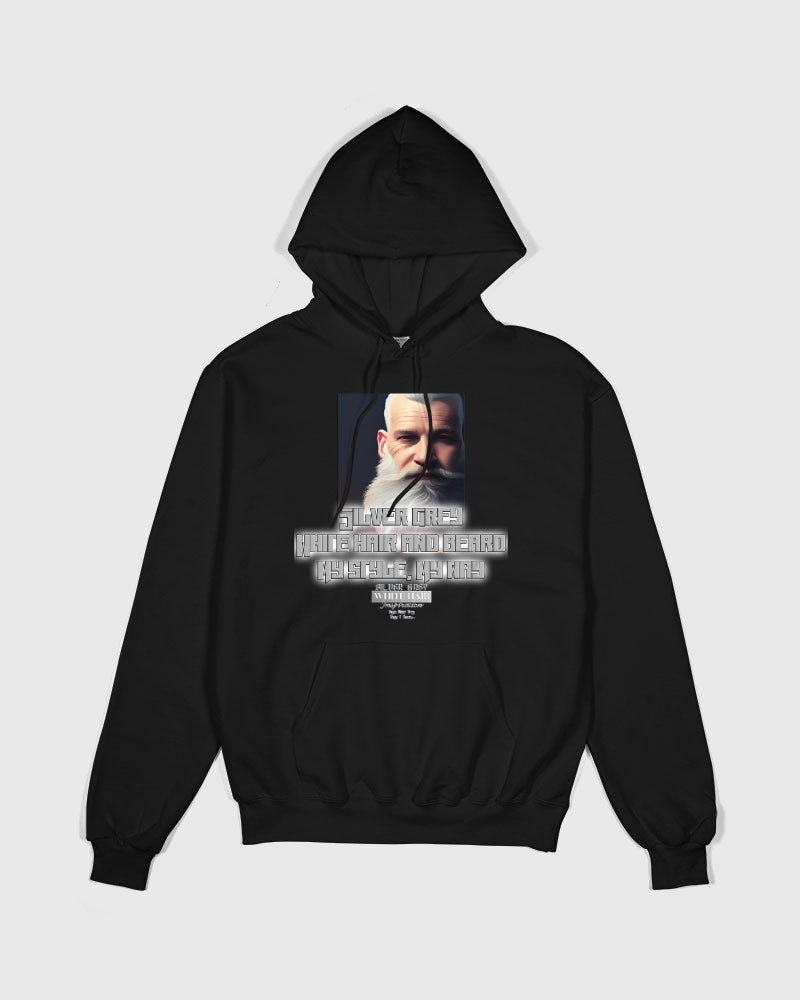 Silver Grey white hair and beard, my style my way Unisex Hoodie | Champion