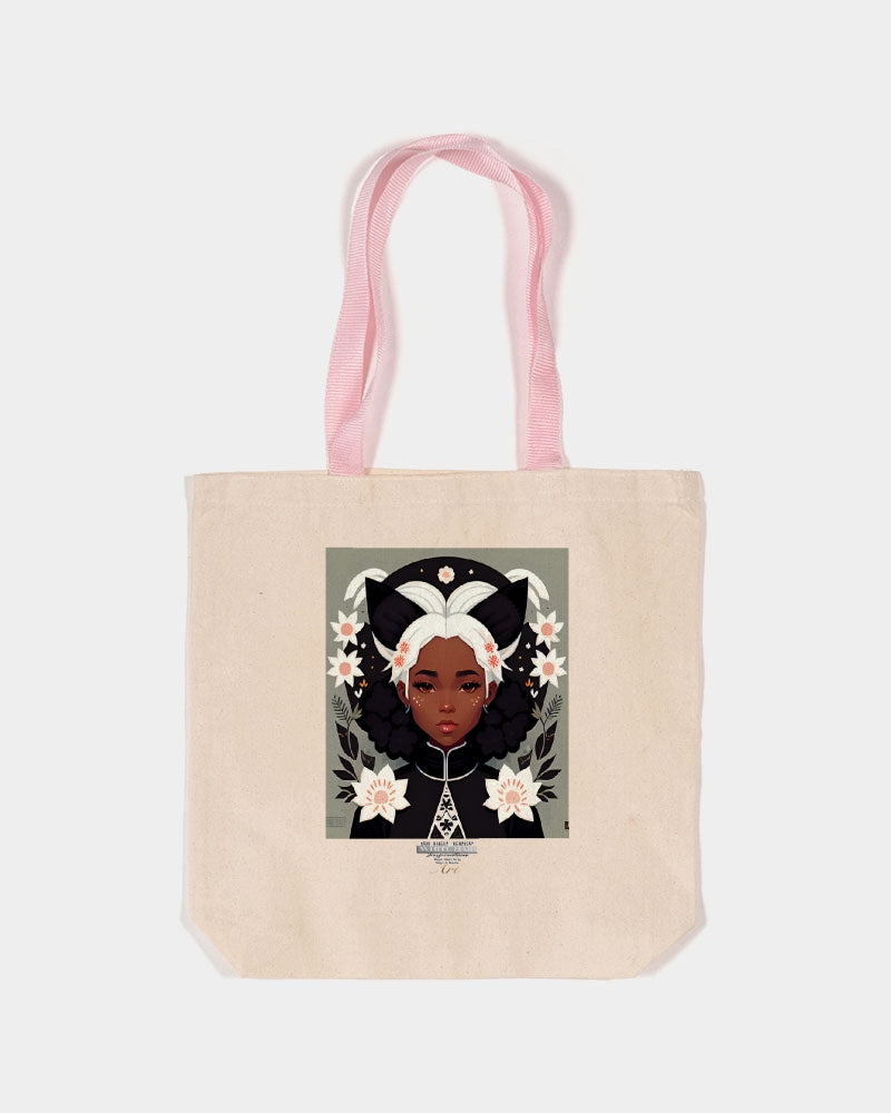 Nubian girl silver fox Canvas Tote with Contrast-Color Handles | Q-Tees