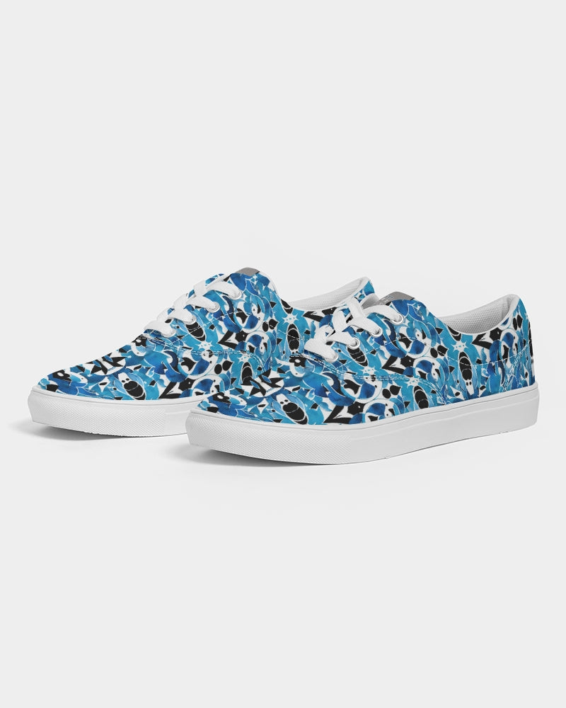 Blue Abstract pattern design Men's Lace Up Canvas Shoe