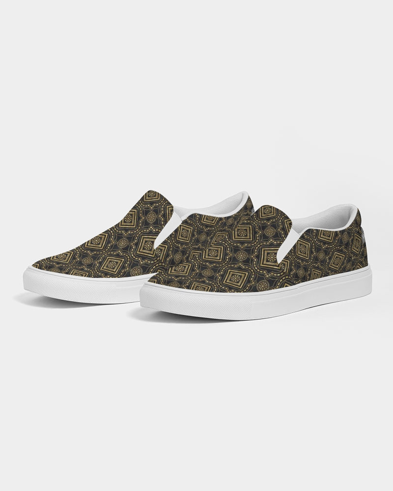 Brown Diamond pattern Men's Slip-On Canvas Shoe