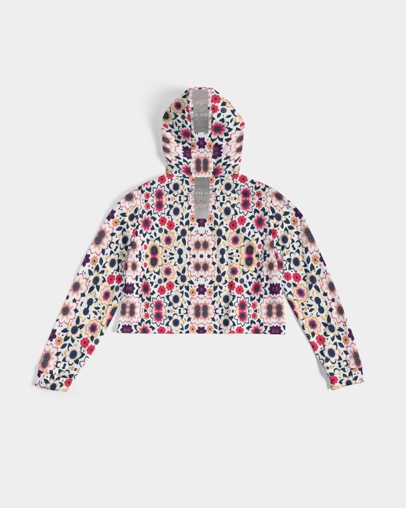 Abstract flower pattern Women's All-Over Print Cropped Hoodie