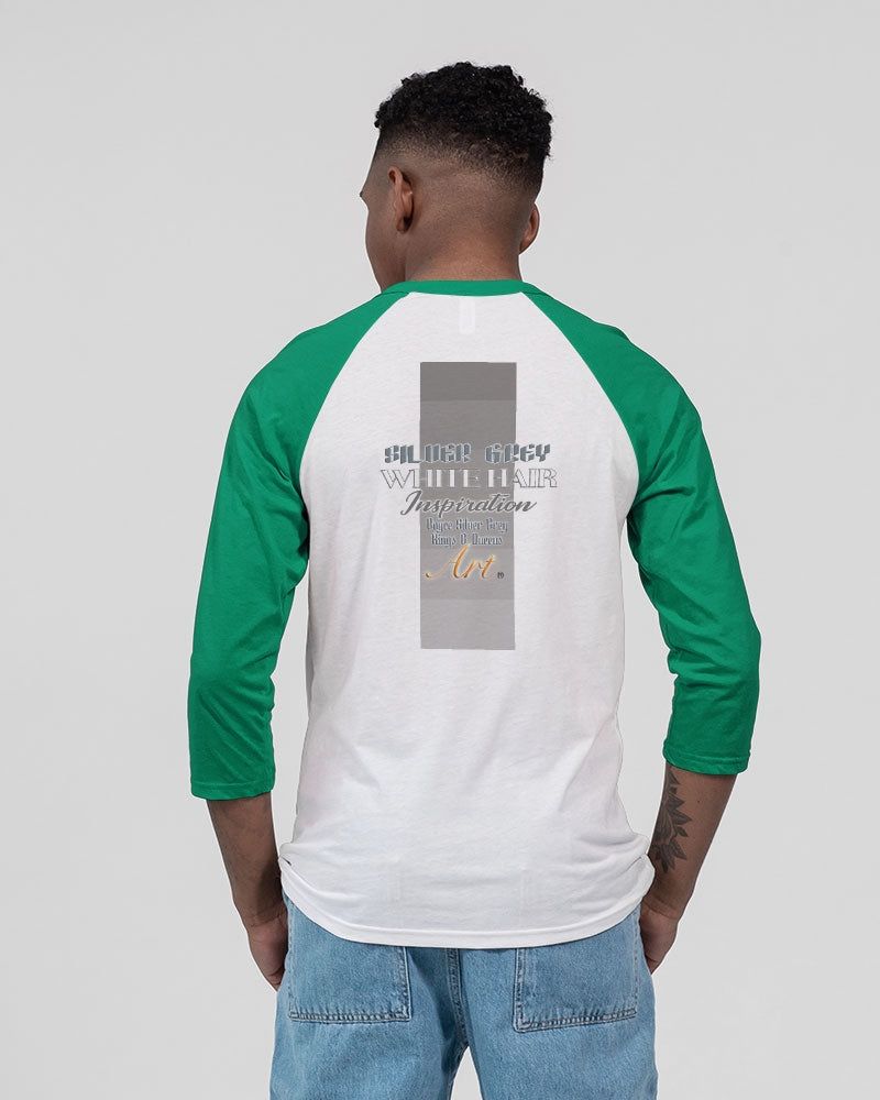 Black gentleman Silverfox Unisex Three-Quarter Sleeve Baseball Tee | Bella + Canvas