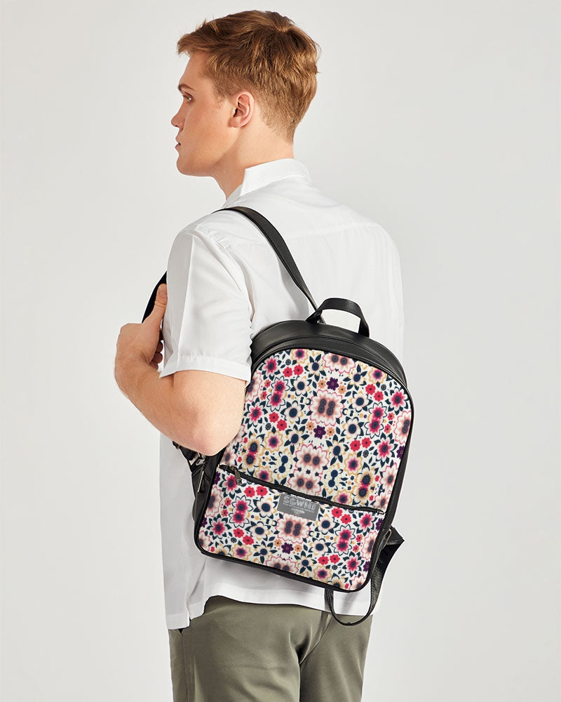 Abstract flower pattern Classic Faux Leather Backpack