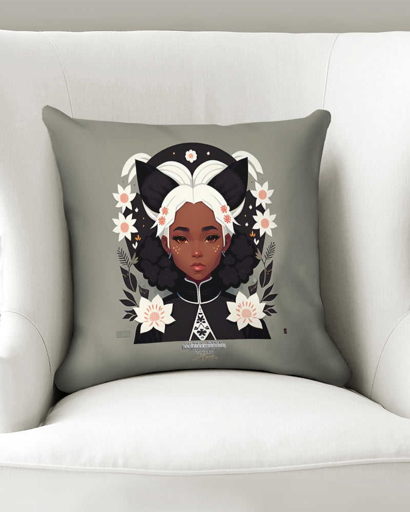 Nubian girl silver fox Throw Pillow Case 16"x16"