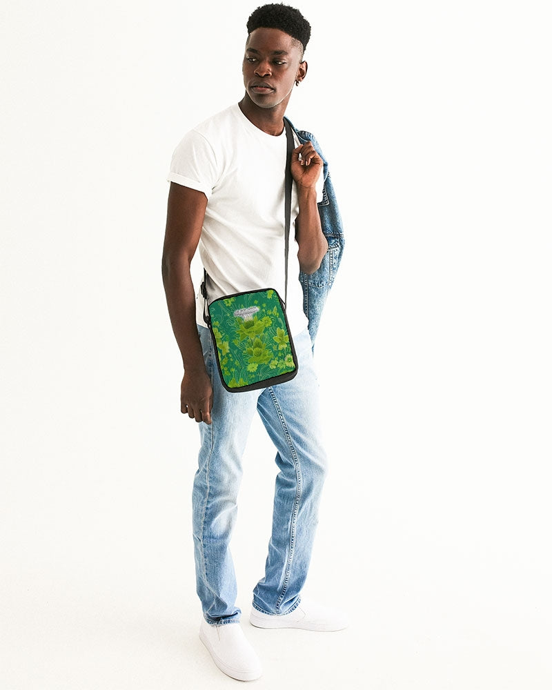 Lush green flower pattern design with logo Messenger Pouch