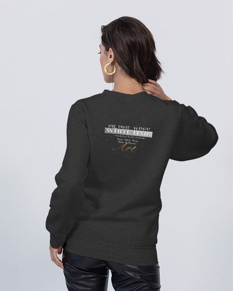 Promoting Indian women with silver grey hair Unisex Premium Crewneck Sweatshirt | Lane Seven