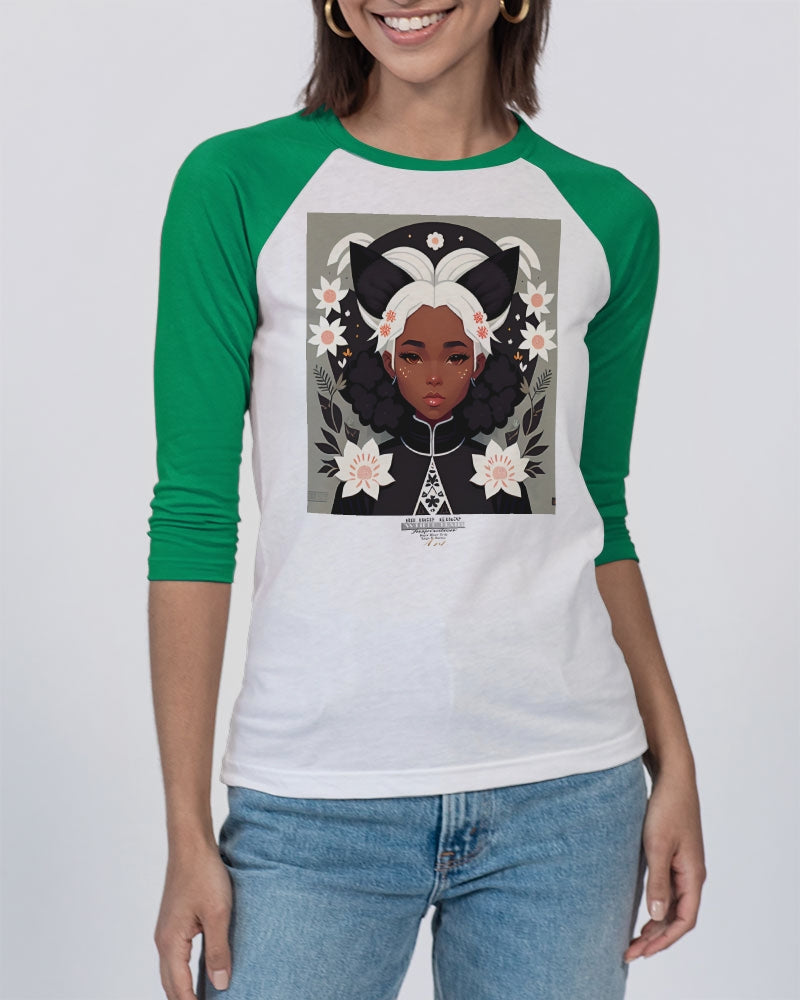 Nubian girl silver fox Unisex Three-Quarter Sleeve Baseball Tee | Bella + Canvas