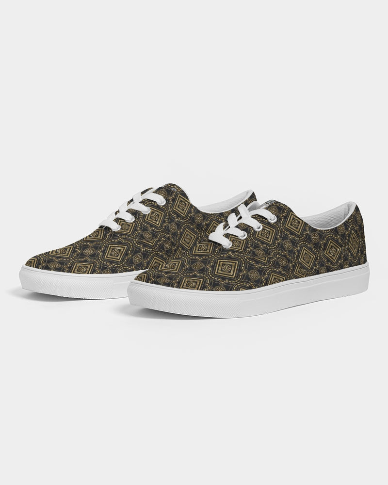 Brown Diamond pattern Men's Lace Up Canvas Shoe