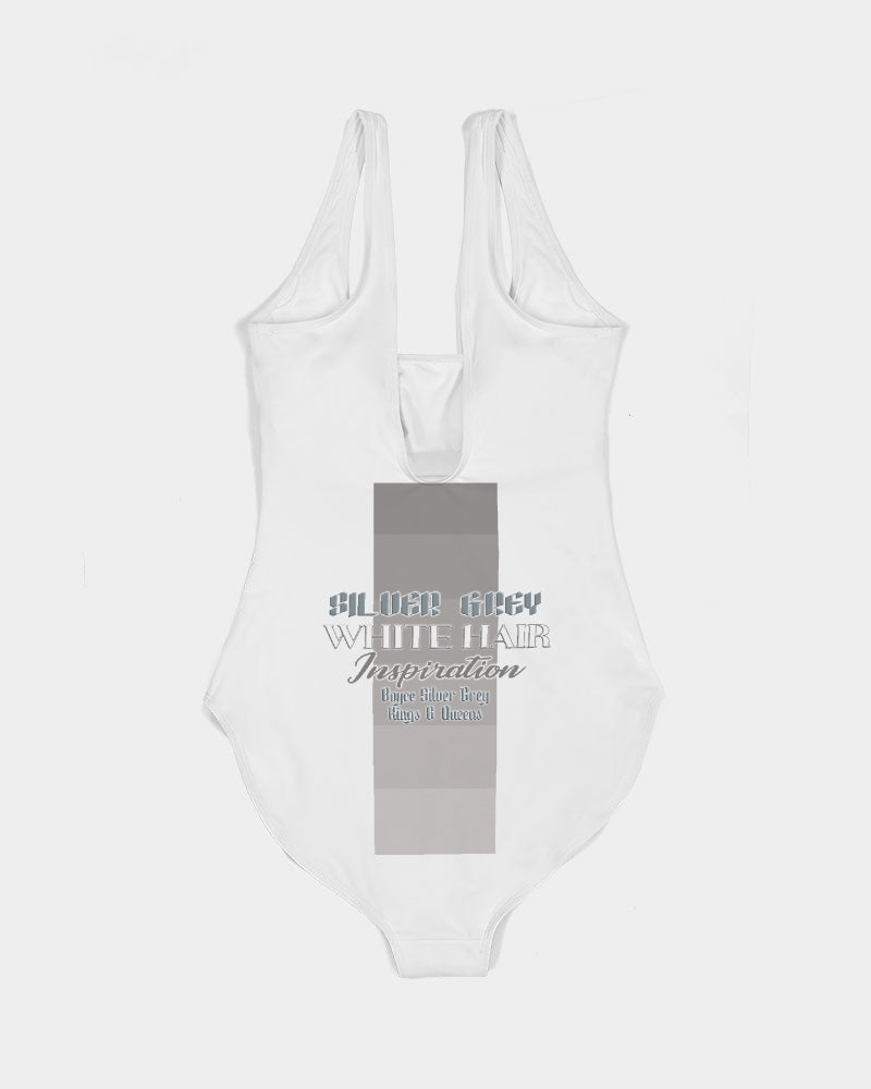 Promoting Indian women with silver grey hair Women's One-Piece Swimsuit