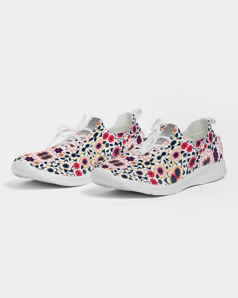 Abstract flower pattern Women's Lace Up Flyknit Shoe