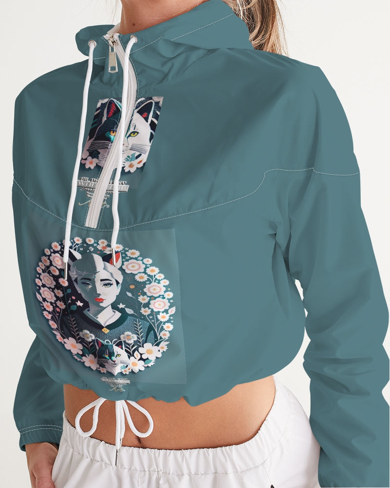 Silverfox flower Women's Cropped Windbreaker