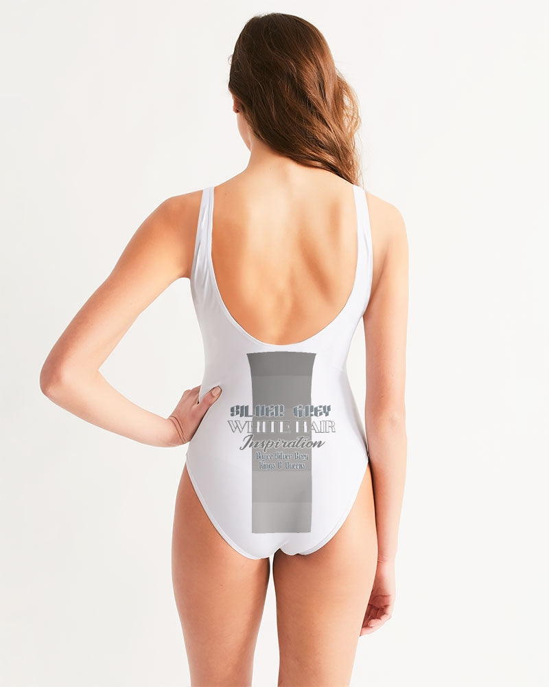 Promoting black women with silver grey hair Women's One-Piece Swimsuit